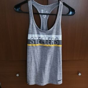 Nike NFL Steelers Gray Tank Top with Yellow, Black & White Stripes Size XS